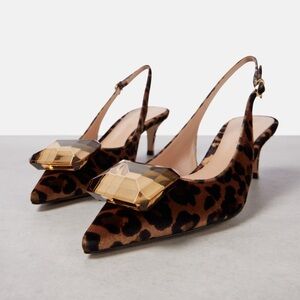 Gianvito Rossi Jaipur 55 leopard-print velvet slingback pumps